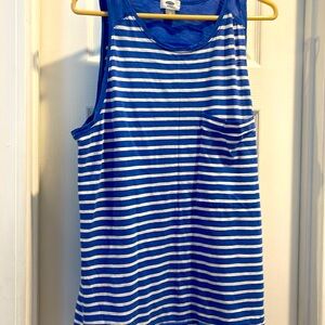 Old Navy tunic style sleeveless blue white stripes, extra large tunic top EUC.